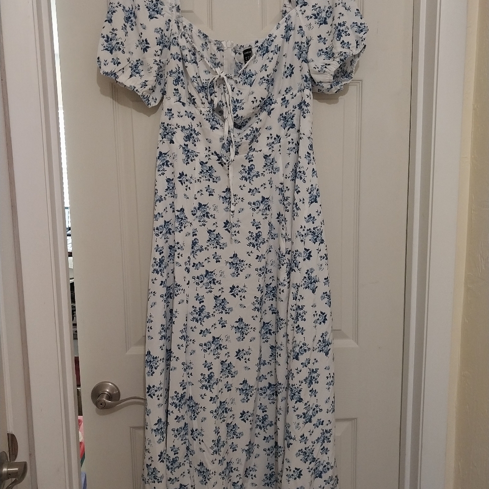 White and blue dress
